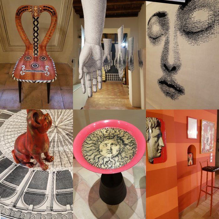 Fornasetti exhibition collage. Photos: Charis White/interiors blog